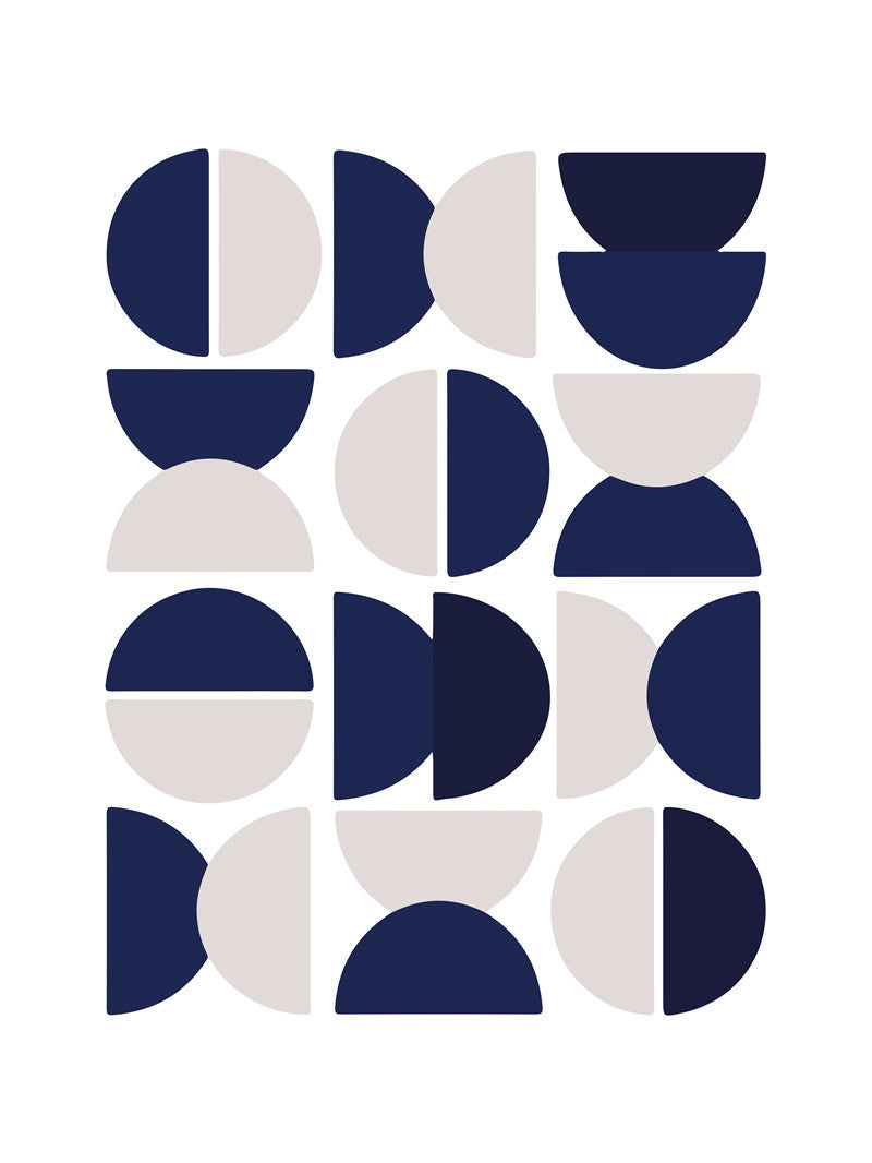 Framed Poster Art Prints BLUE WHITE GEOMETRIC Minimalist 16x20" 20x28" inch 40x50CM 50x70CM