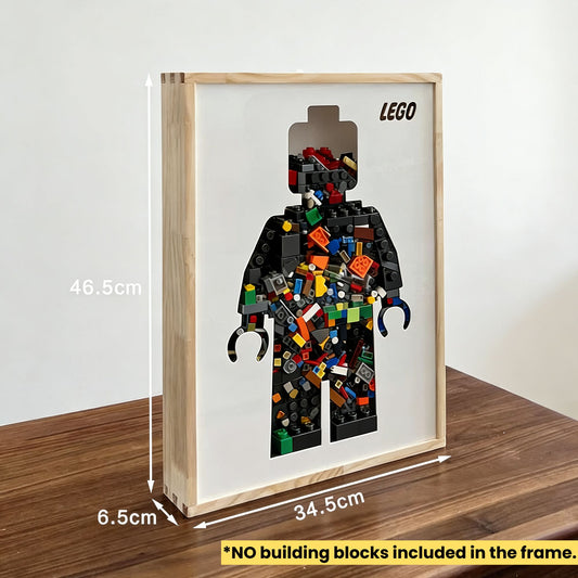 LEGO-Inspired Brick Shadow Box Solid Wood Memory Box Frame