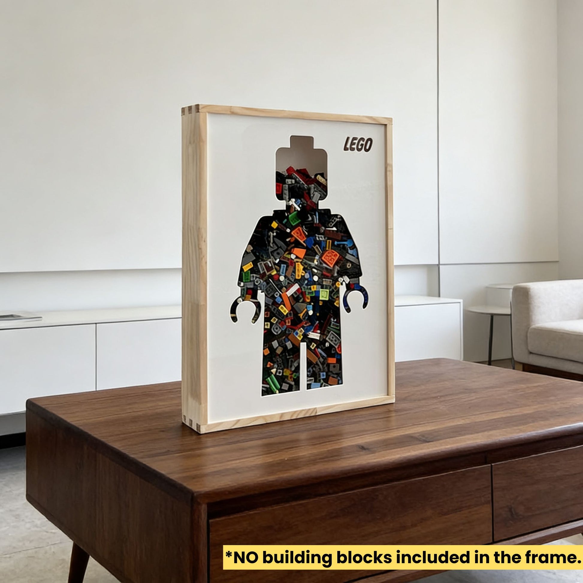 LEGO-Inspired Brick Shadow Box Solid Wood Memory Box Frame