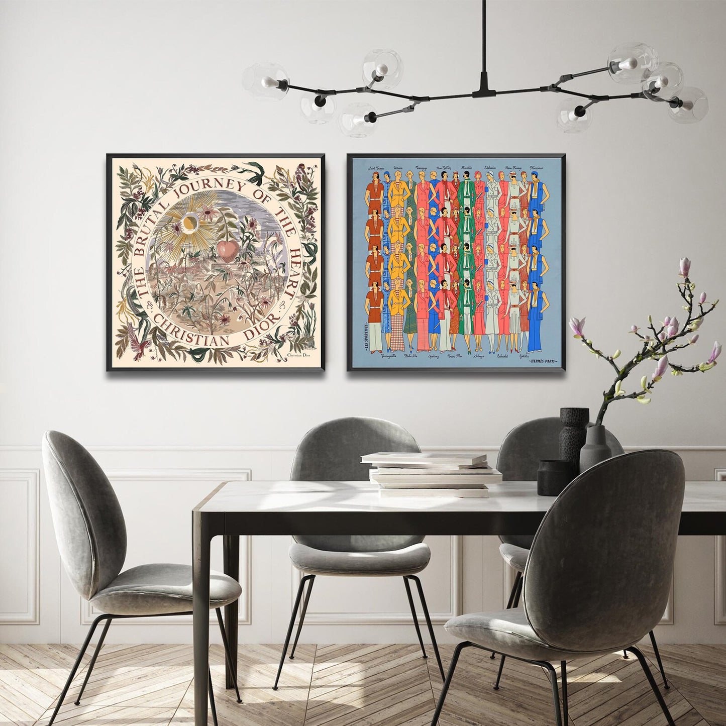 Set of 2 Wall Art 60x60 CM Framed Posters - Boutique Hermes Diors Prints