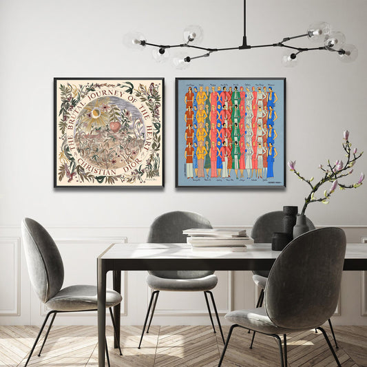 Set of 2 Wall Art 60x60 CM Framed Posters - Boutique Hermes Diors Prints
