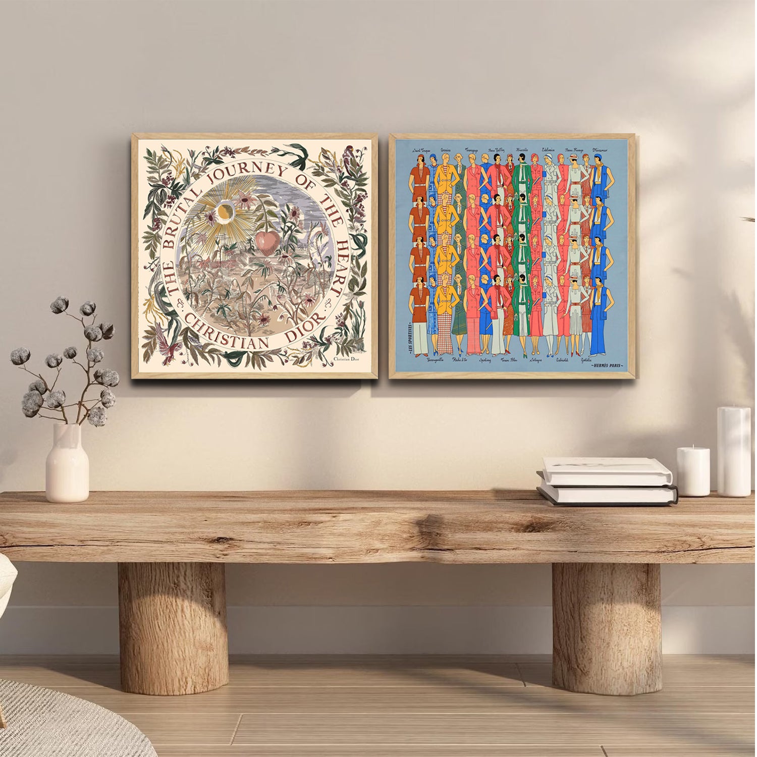Set of 2 Wall Art 60x60 CM Framed Posters - Boutique Hermes Diors Prints