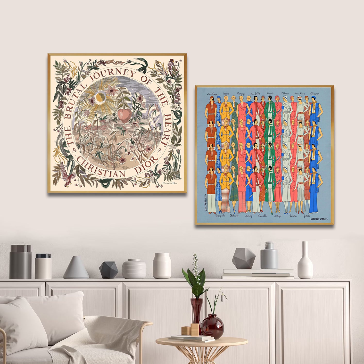 Set of 2 Wall Art 60x60 CM Framed Posters - Boutique Hermes Diors Prints
