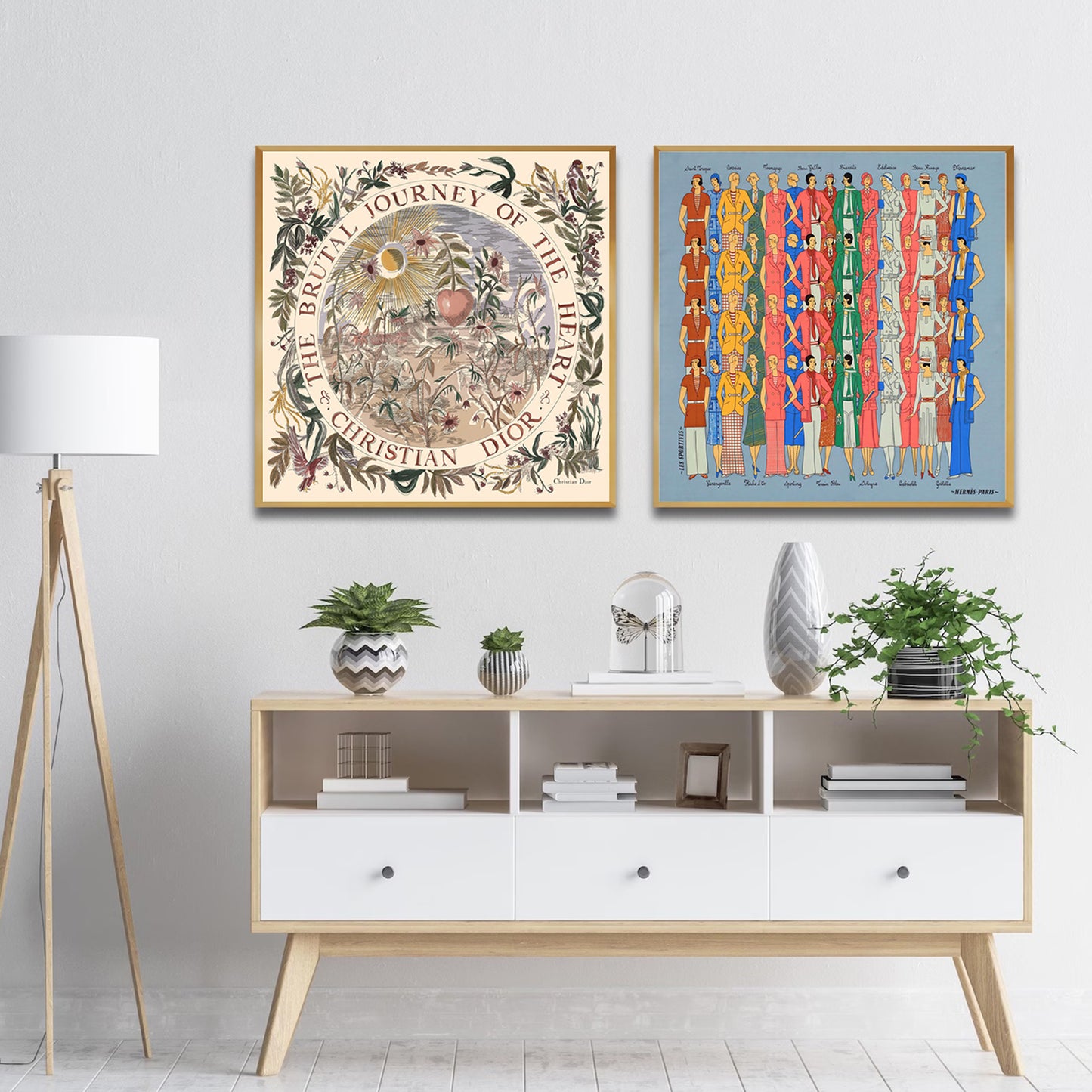 Set of 2 Wall Art 60x60 CM Framed Posters - Boutique Hermes Diors Prints