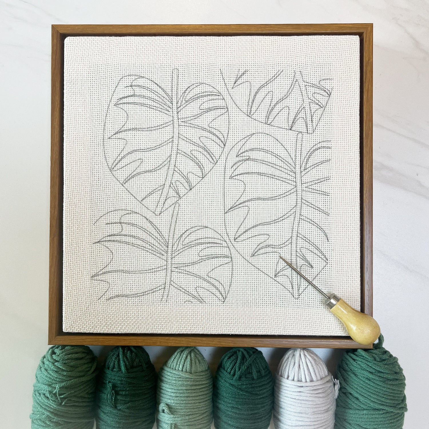 Monstera Palm - Punch Needle Kit Embroidery Start Kit