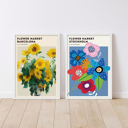 FLOWER MARKET BARCELONA Art Print Poster
