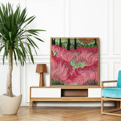Red Dancing Feather - Aboriginal Art Poster