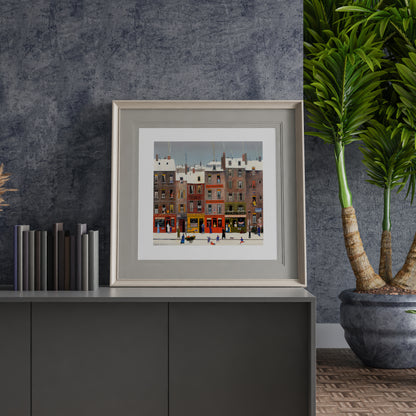 Romantic Winter City View Painting Art Poster