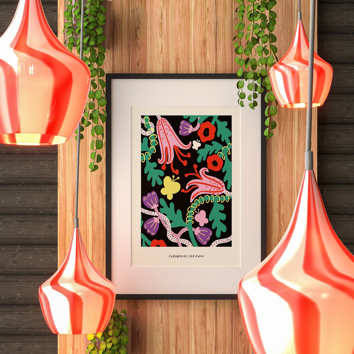 SOMEWHERE FAR AWAY Botanical Pattern Art Print Poster