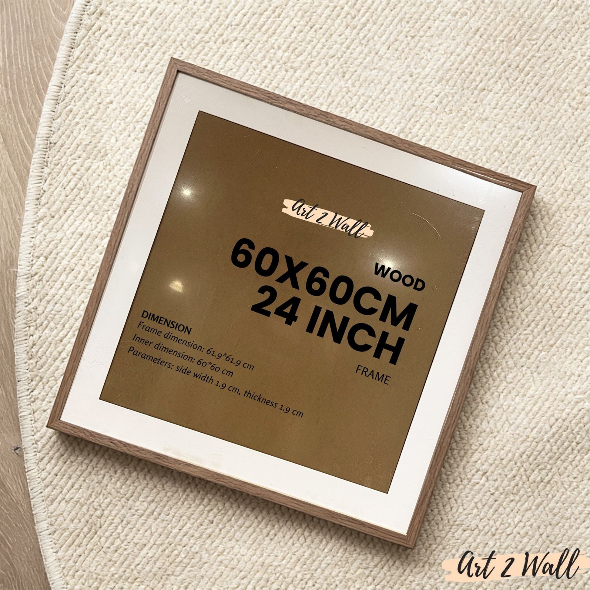 Square Dark Wood Photo Frame 24 inch 60x60cm with Mat-board