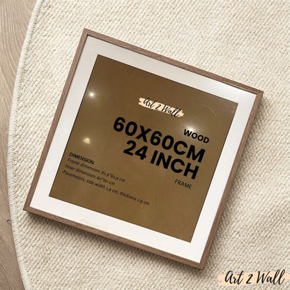 Square Dark Wood Photo Frame 24 inch 60x60cm with Mat-board