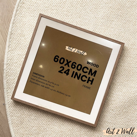Square Dark Wood Photo Frame 24 inch 60x60cm with Mat-board