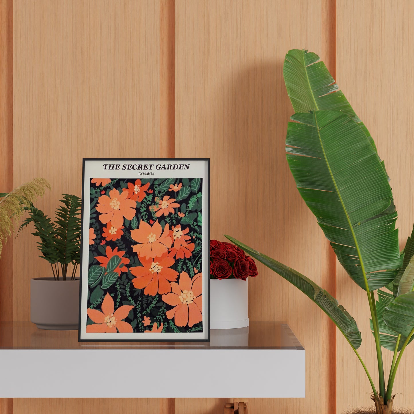 THE SECRET GARDEN  COSMOS Flower Art Print Poster
