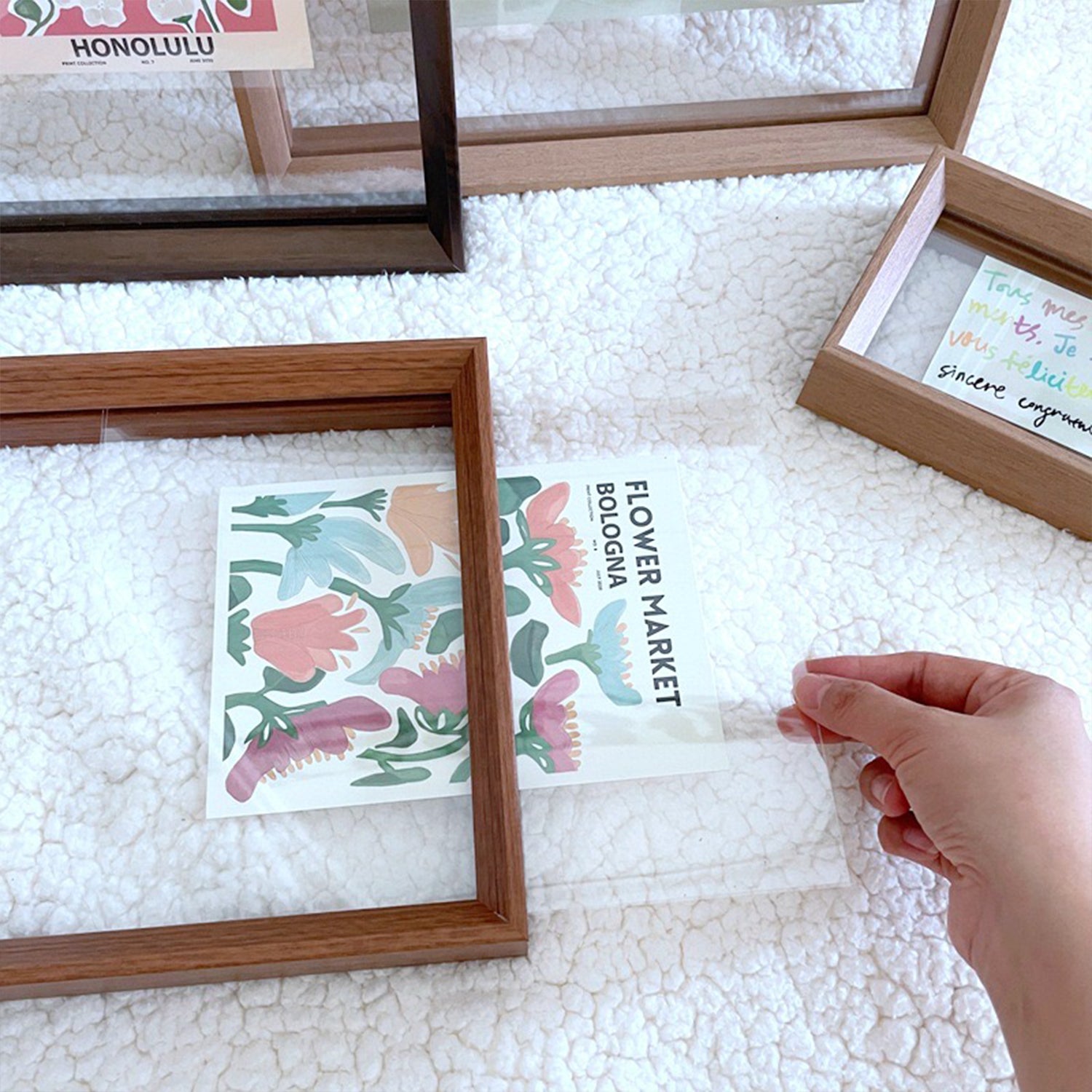 Walnut Brown A4 Double Sided Glass Frame Transparency Floating Frame