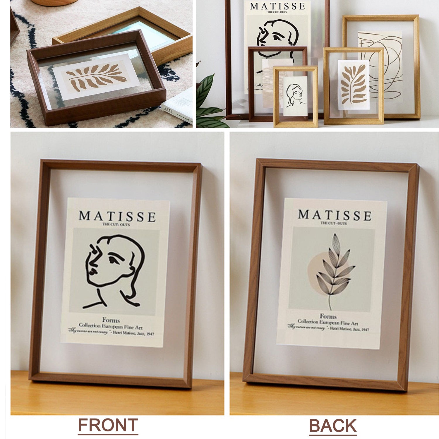 Walnut Brown A4 Double Sided Glass Frame Transparency Floating Frame