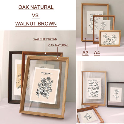 A4 Double Sided Glass Floating Frame Transparency Frame Shadow Box Photo Frames Size