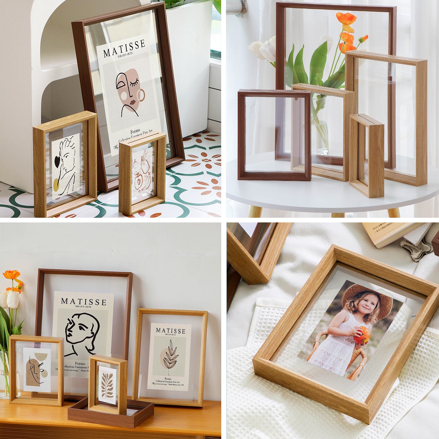A4 Double Sided Glass Floating Frame Transparency Frame Shadow Box Photo Frames Size