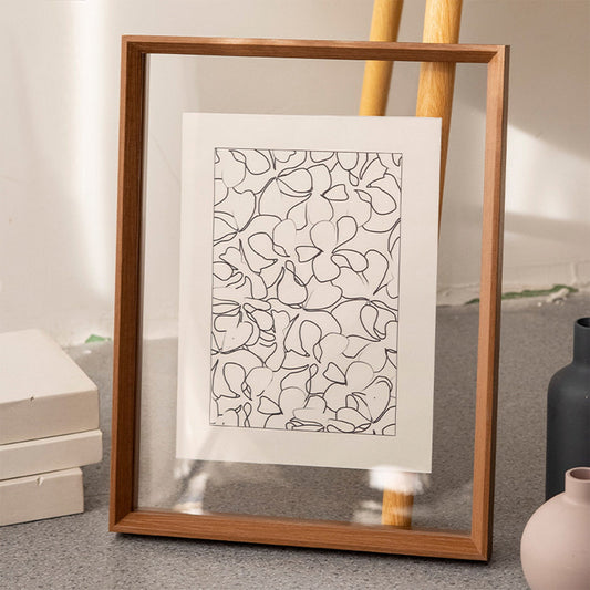 A3 Double Sided Floating Frame Transparency Frame Shadow Box Photo Frames Size - Walnut Brown