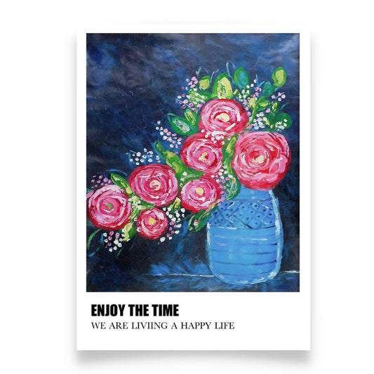 ENJOY THE TIME Botanical Pattern Art Print Poster
