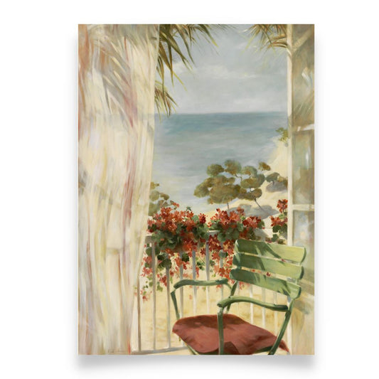 View From a Balcony  Oil Painting Flower Art Print Poster