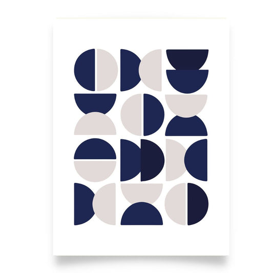 BLUE WHITE GEOMETRIC Minimalist Art Poster