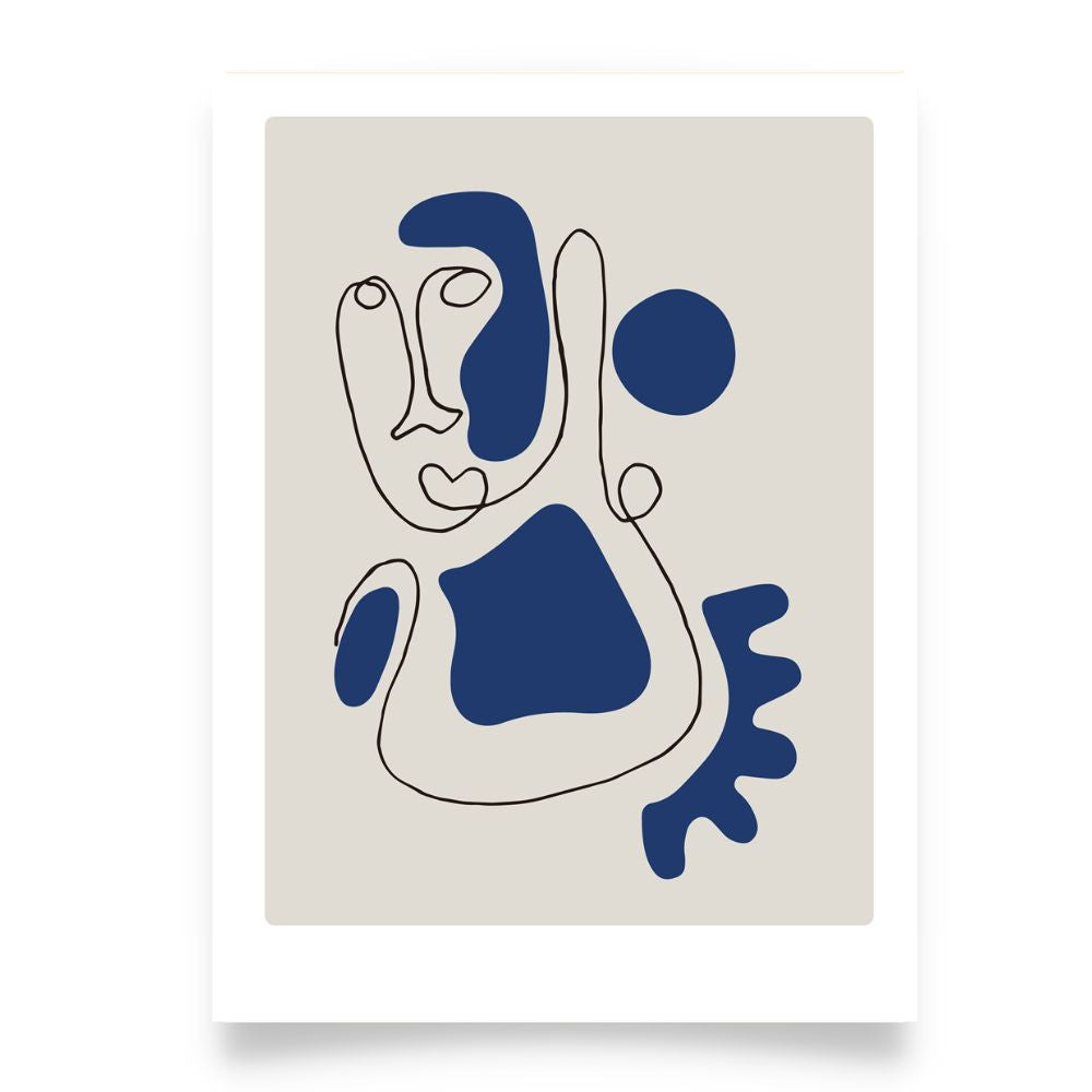 Blue Portrait Minimalist Art Poster