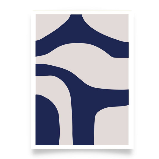 Abstract Blue Stripes No.3 Minimalist Art Poster