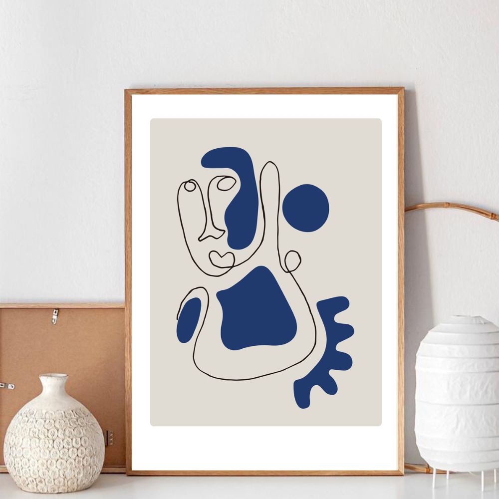 Blue Portrait Minimalist Art Poster