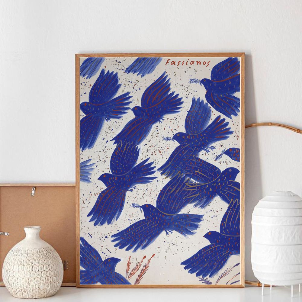 BLUEBIRDS FLY Minimalist Art Poster