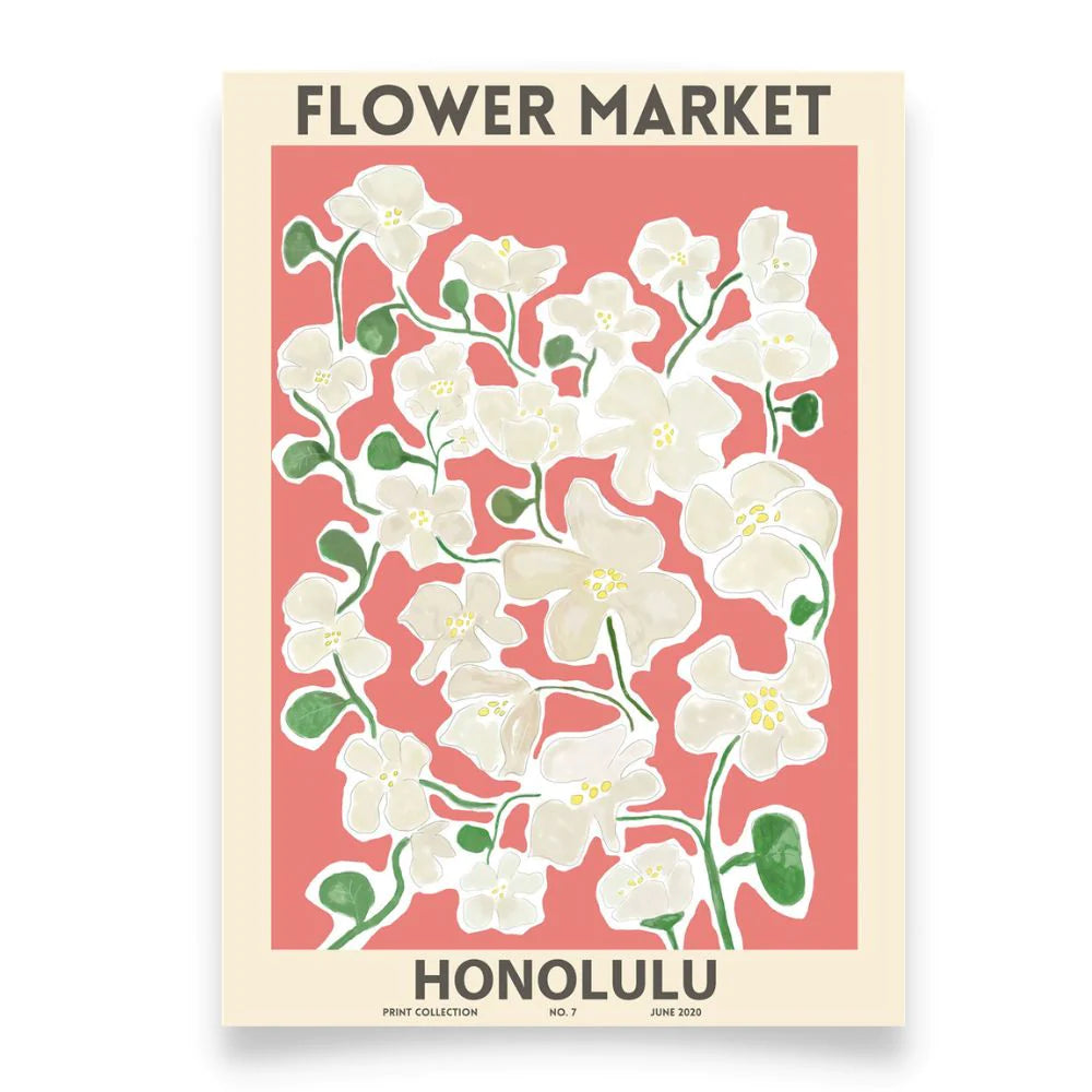 Framed Printed Wall Art FLOWER MARKET HONOLULU Art Print 20-inch 28-inch 40x50 50x70CM
