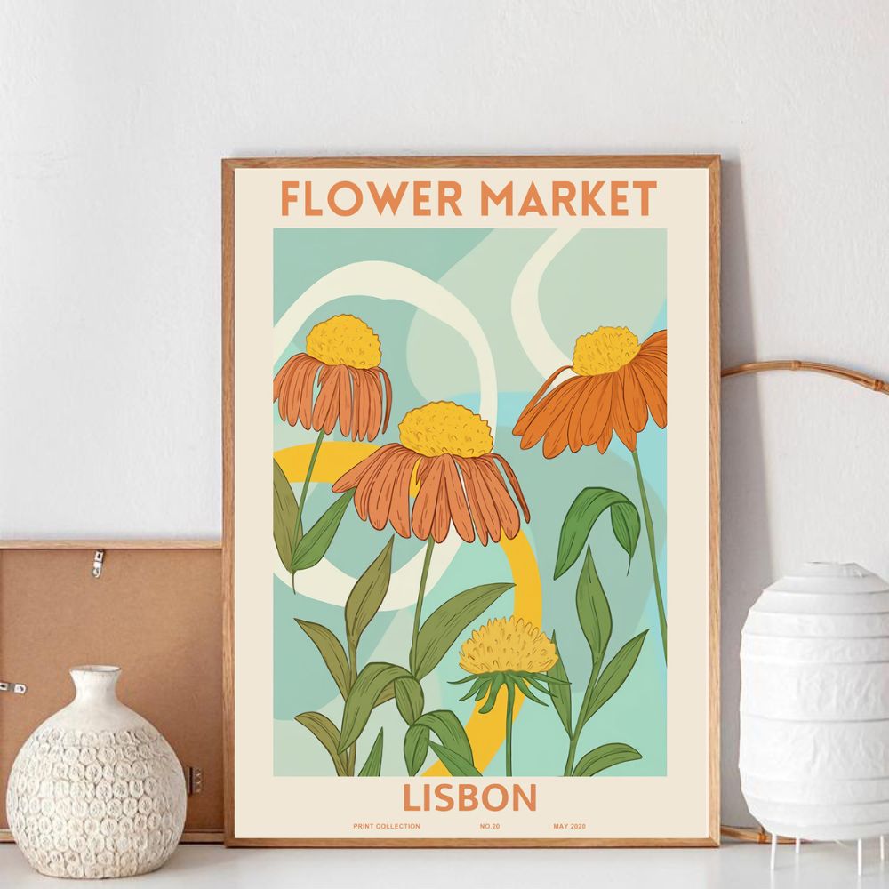 FLOWER MARKET LISBON Art Print Poster