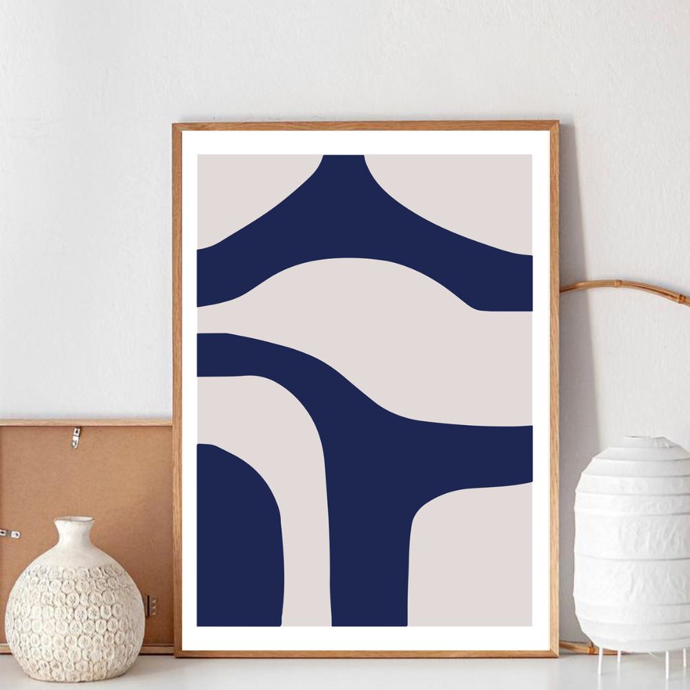 Abstract Blue Stripes No.3 Minimalist Art Poster