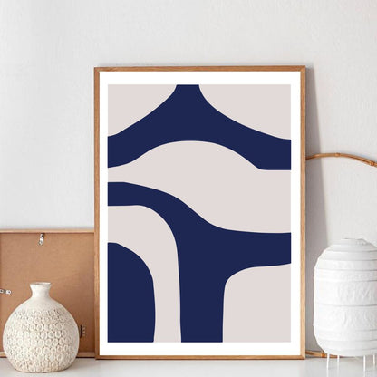 Abstract Blue Stripes No.3 Minimalist Art Poster