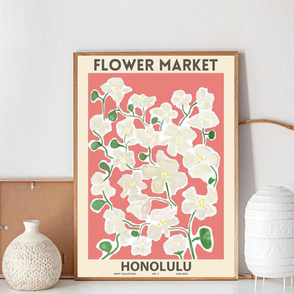 FLOWER MARKET HONOLULU Art Print Poster