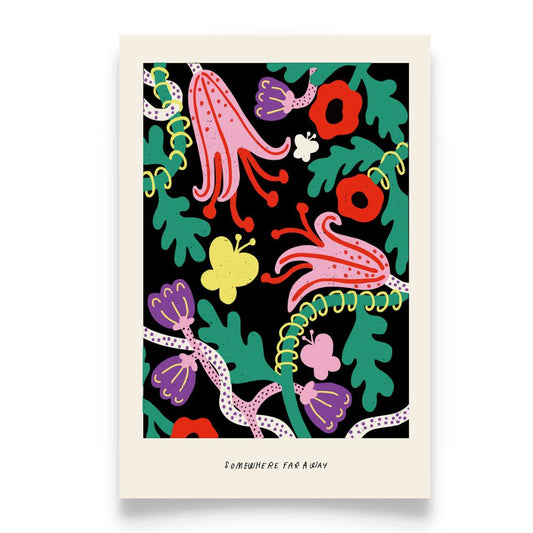 SOMEWHERE FAR AWAY Botanical Pattern Art Print Poster