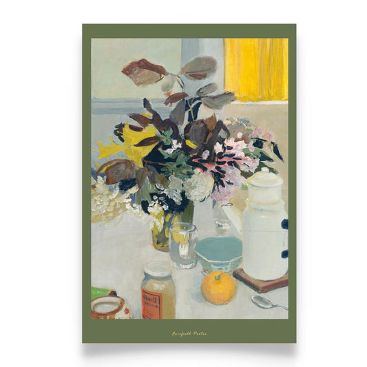 Neutral Still Life Oil Painting Flower Art Print Poster