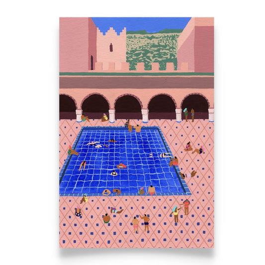 Cool Swim Gouache painting Art Poster