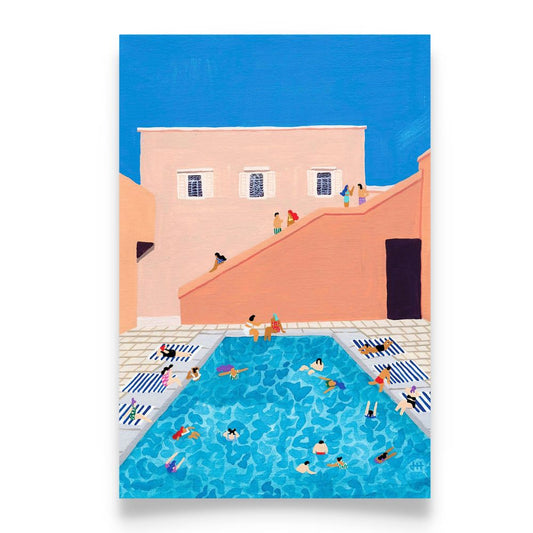 Gathering Swim Gouache painting Art Poster