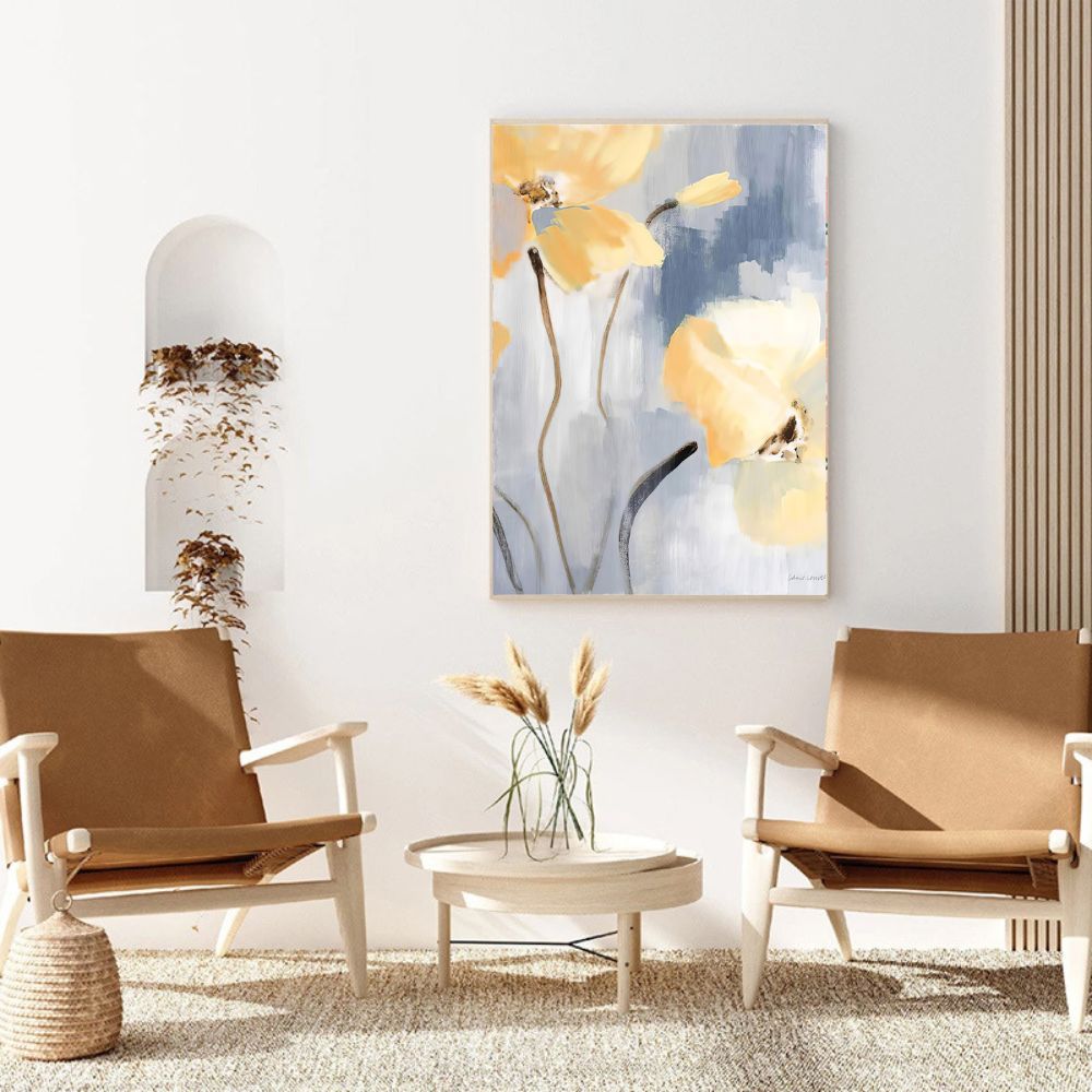 Yellow Blue  Floral Oil Painting Art Painting Poster
