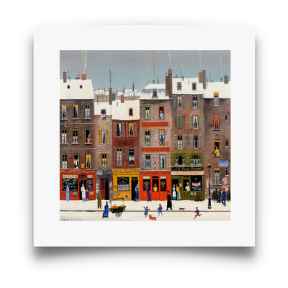 Romantic Winter City View Painting Art Poster