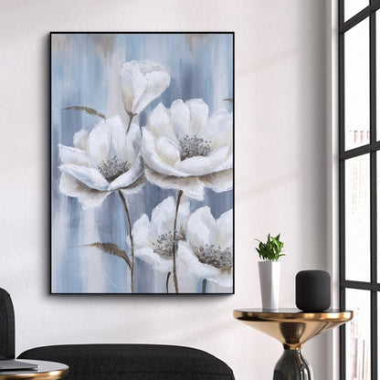 Abstract Blue Floral Oil Painting Art Painting Poster