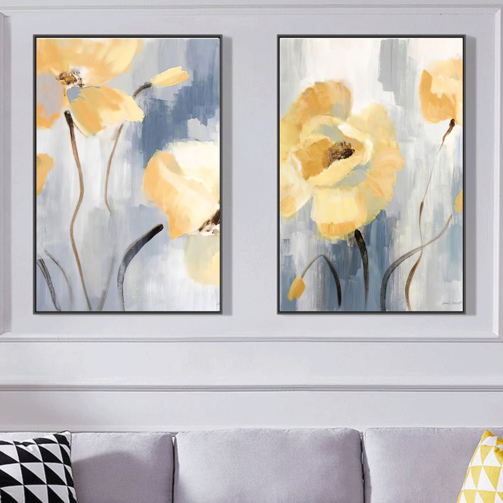 Yellow Blue  Floral Oil Painting Art Painting Poster