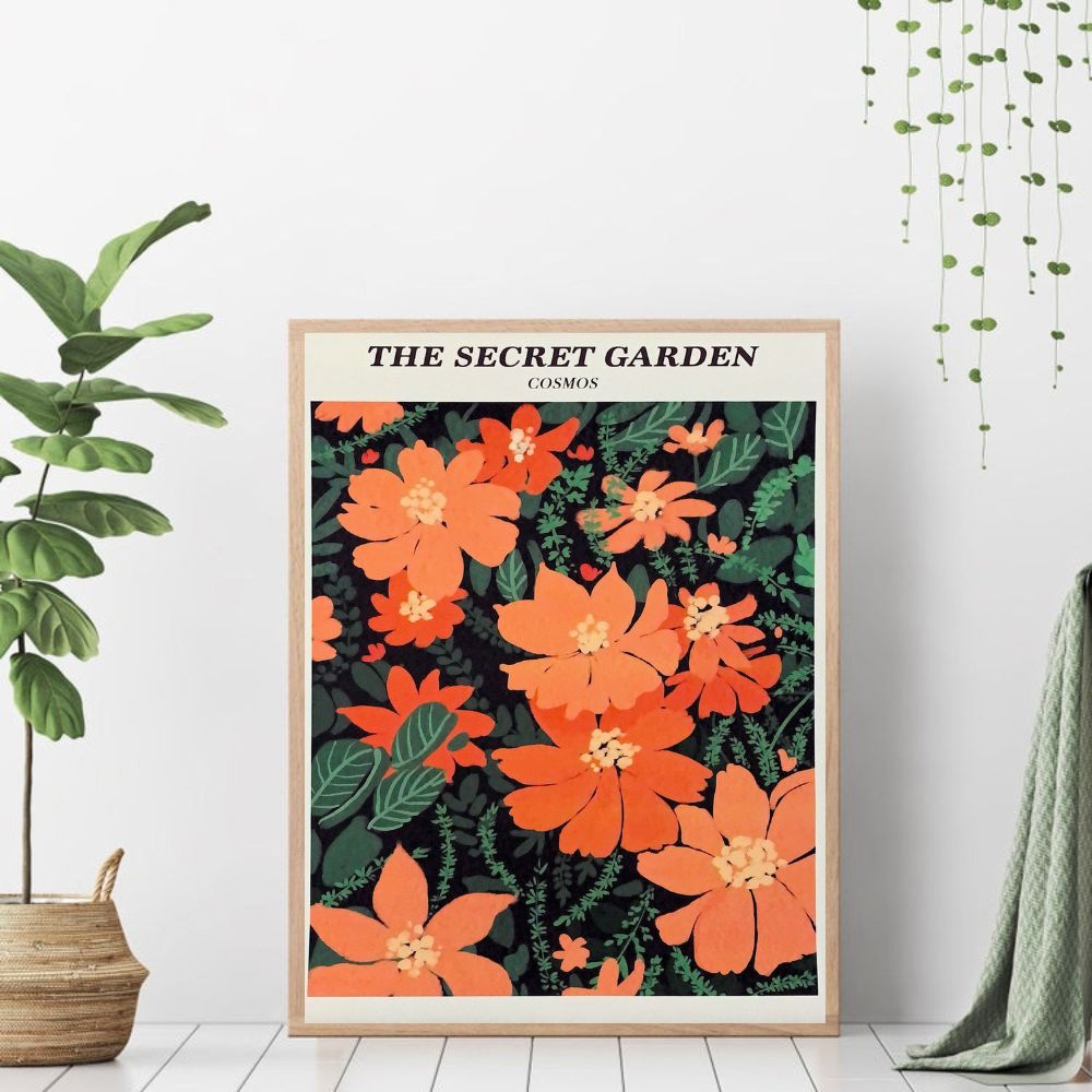 THE SECRET GARDEN  COSMOS Flower Art Print Poster