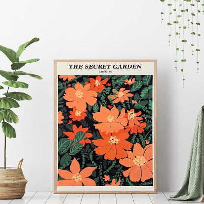 THE SECRET GARDEN  COSMOS Flower Art Print Poster