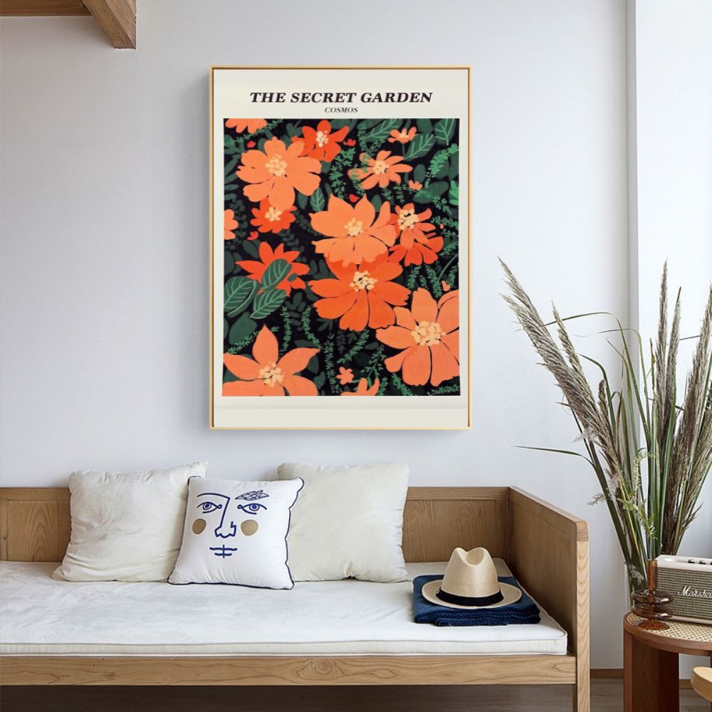 THE SECRET GARDEN  COSMOS Flower Art Print Poster