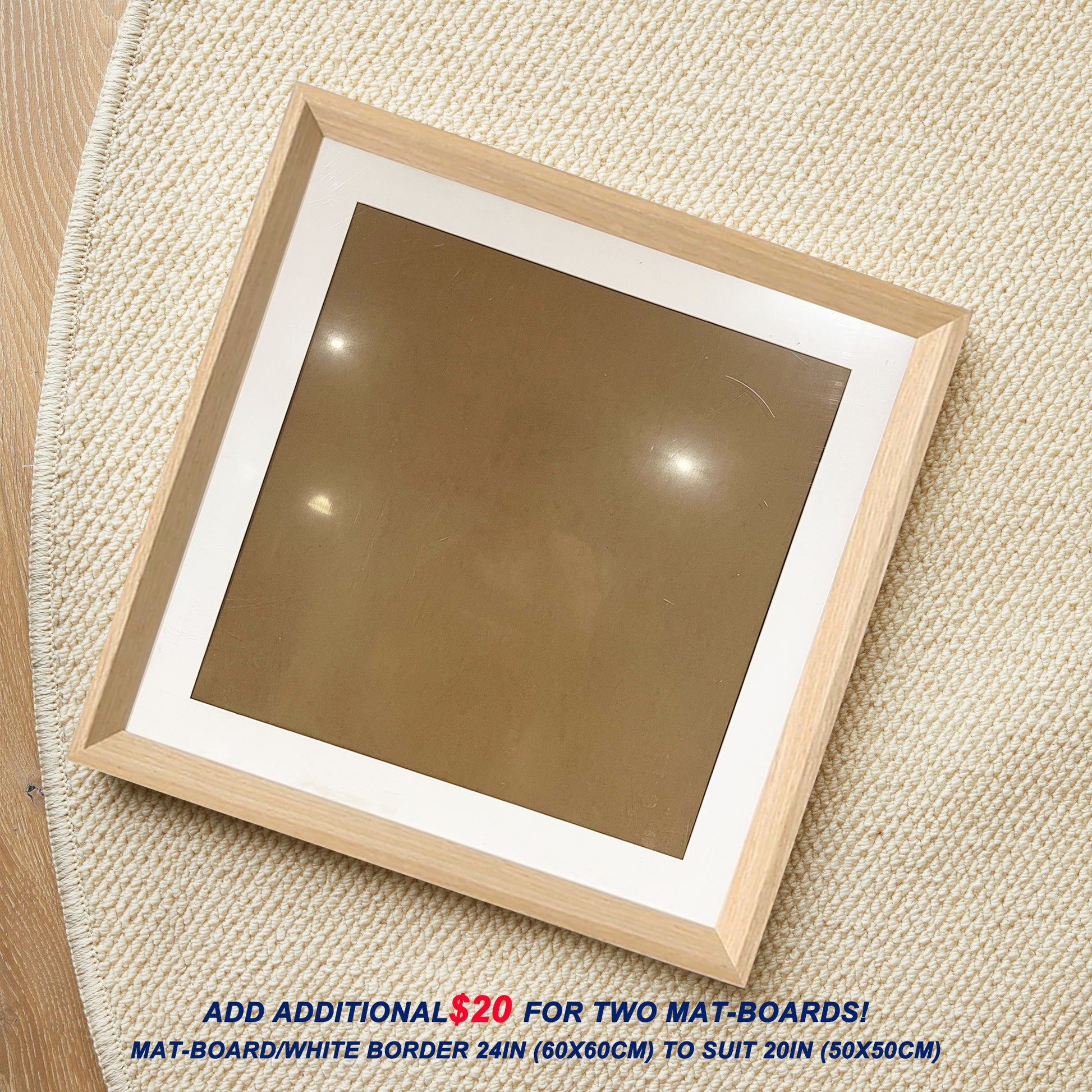 SET OF 2 - 60x60 CM Frame Oak Square Wood Picture Frame 24 inch