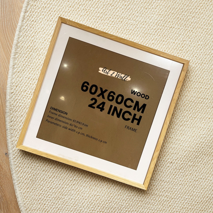 Square Wood Oak Photo Frame 24 inch 60x60cm with Mat-board